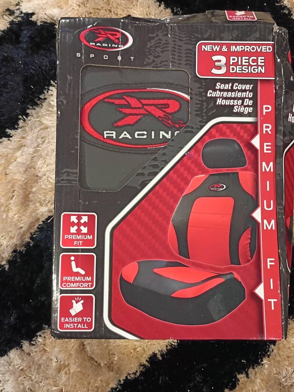 Red & Black Premium 3-Piece Seat Cover